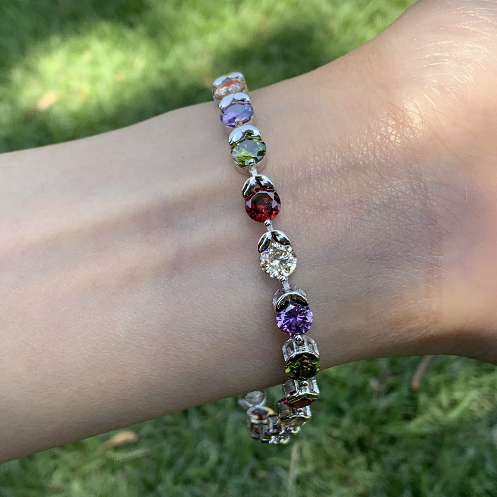 Sterg Sier Bracelet: Topaz & CZ Eternity Wedding Bangle for Women