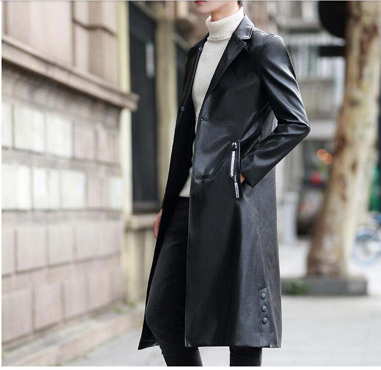 Autumn and winter men's long over the knee thickening leather jacket men's Korean version slim trend PU leather thick coat, Silver
Autumn and winter men's long over the knee thickening leather jacket men's Korean version slim trend PU leather thick coat, Silver