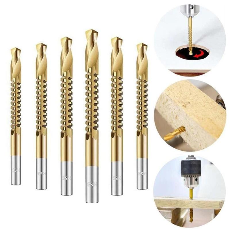 6pcs Set 3/4/5/6/6.5/8mm Titanium Coated Drill Bits Plastic Metal Hole Saw Grooving Woodworking Tools Pull Grooves Zigzag Drill
6pcs Set 3/4/5/6/6.5/8mm Titanium Coated Drill Bits Plastic Metal Hole Saw Grooving Woodworking Tools Pull Grooves Zigzag Drill
