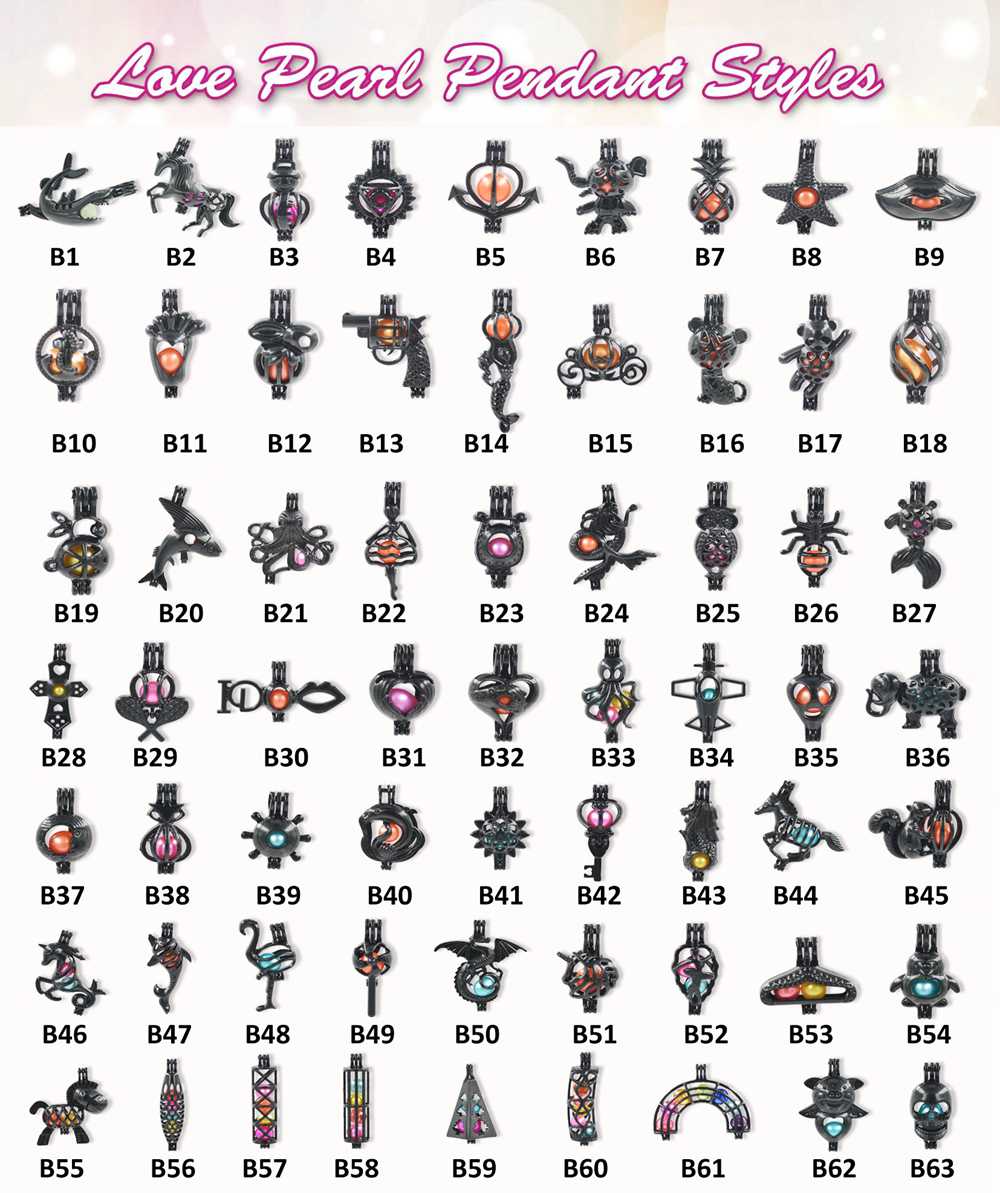 100 Pieces Mix Black Pearl Cage Beads Cage Locket Pendant Jewelry Making Supplies-For Oyster Pearls, Essential Oil Diffuser, Fun Gifts