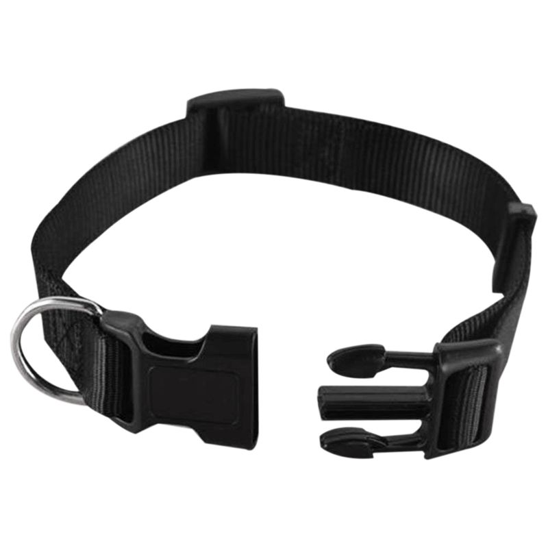 Adjustable Nylon Dog Puppy Collar with Buckle and Clip for Lead (, Black 
Adjustable Nylon Dog Puppy Collar with Buckle and Clip for Lead (, Black