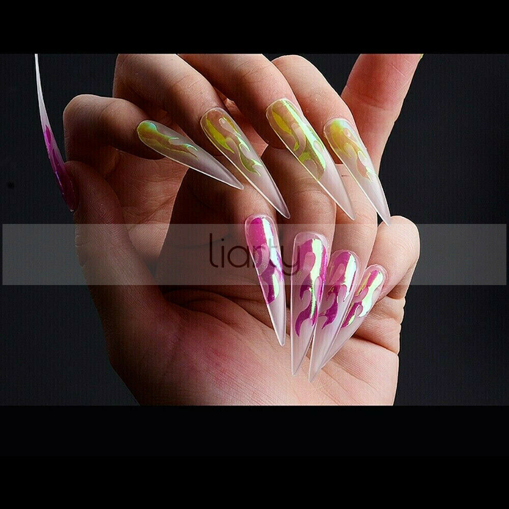 3D Fire Nail Art Sticker Holographic Strip Tape Manicure Decal DIY Tips Decor A987