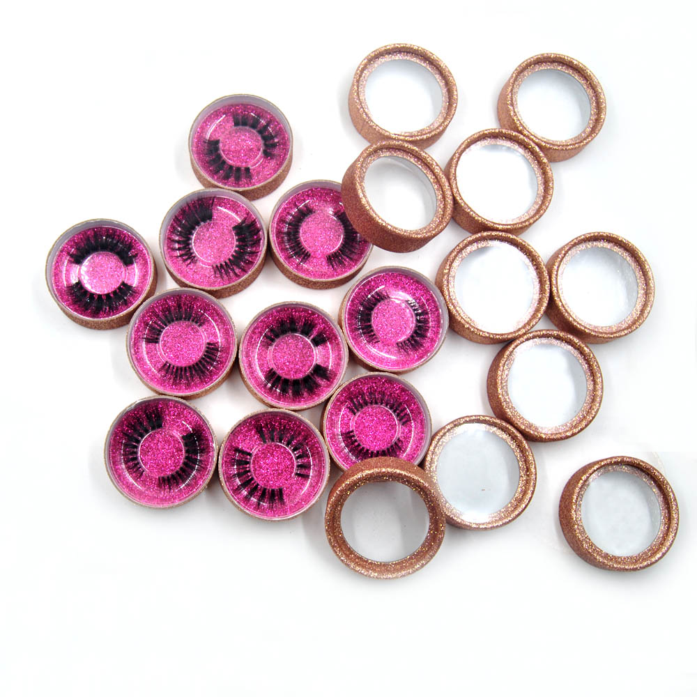 Mink Lashes Rose Gold 3D Diamond Sparkle Series Hand Made Clear Band Thick Eyelashes Curl Soft Eye Extensions Circle Box