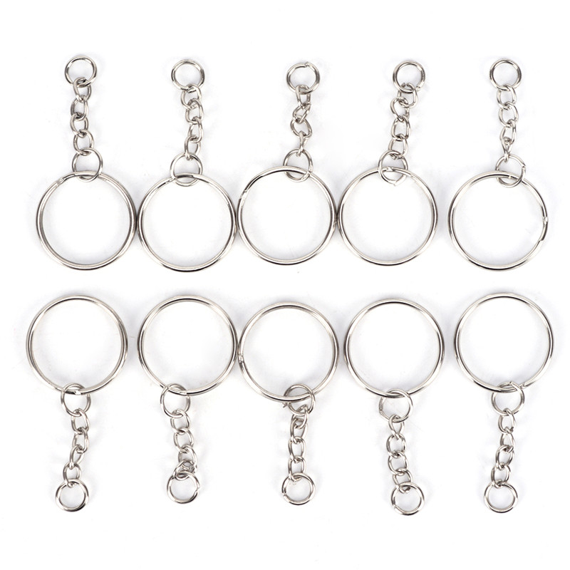 Fashion-Color 25mm Keyring Keychain Split Ring With Short Chain Key Rings Women Men Diy Key Chains Accessories 200pcs