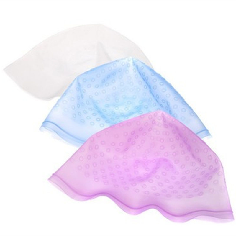 Professional Silicone Reusable Colouring Highlighting Dye Frosting Tipping With Needle Transparent Hair Dyeing Cap Tool Gorro Para Tenir El Cabello Co