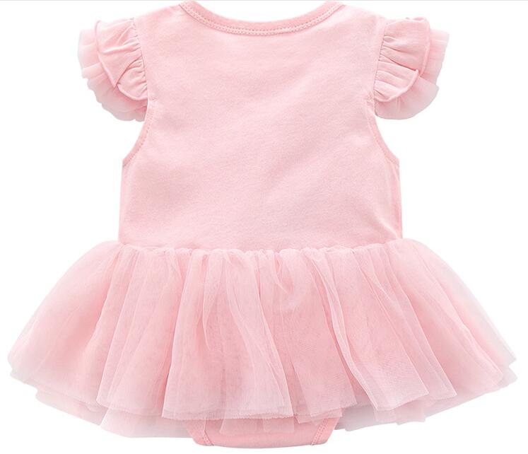 Cotton Infant Girls' Summertime Rompers - Elegant 'I Love Papa & Mama' Design for Newborns to One-Year Olds