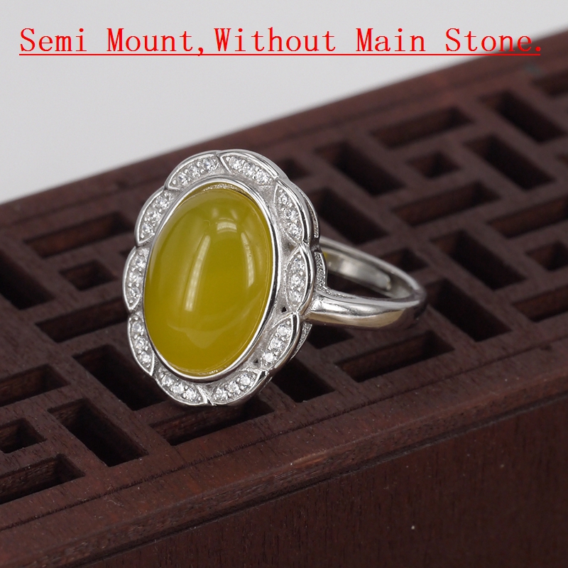 925 Sterling Silver Women Engagement Wedding Ring 10x12mm 10x14mm 13x18mm Oval Cabochon Semi Mount Ring Setting Wholesale