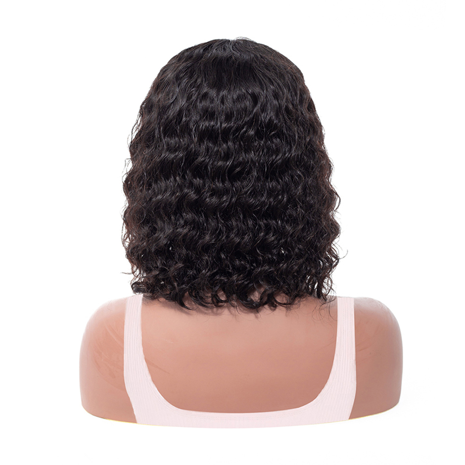 Water Wave Bob Wigs Short Full With Baby Hair Side Part Glueless Lace Front Wig For Women