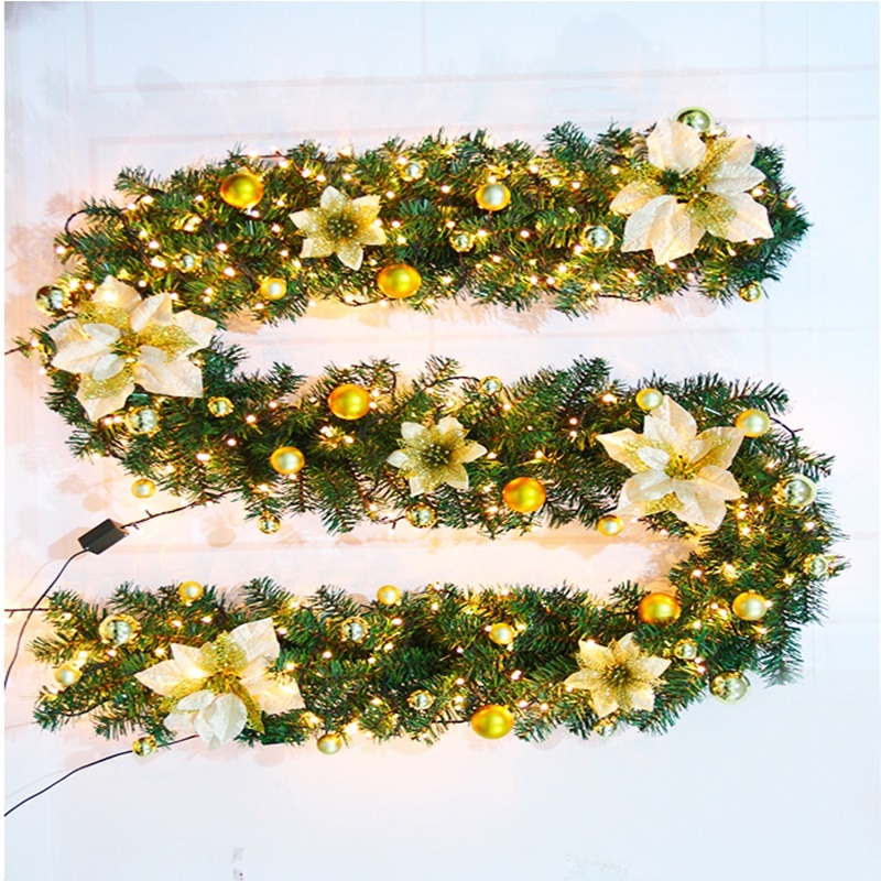 270cm Christmas garland green Christmas rattan with bows LED lights Xmas decoration supplies New Year Natal Ornaments for home5474520