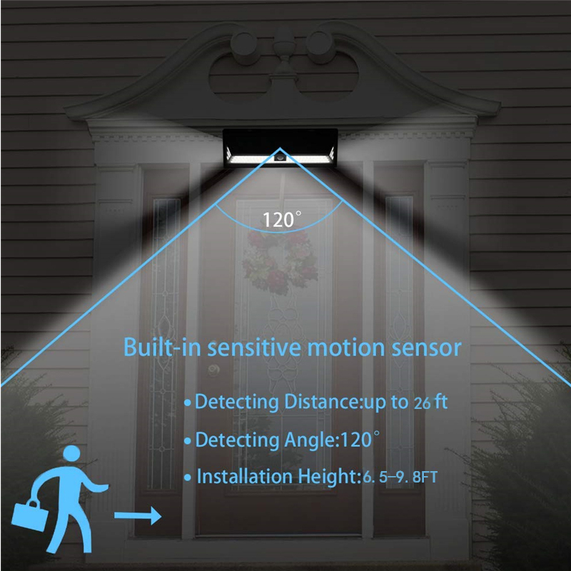 Solar Lamp Outdoor 54/118 LED PIR Motion Sensor Garden Light 3 Modes Security Pool Door Solar Lighting with Wide Angle Illumination