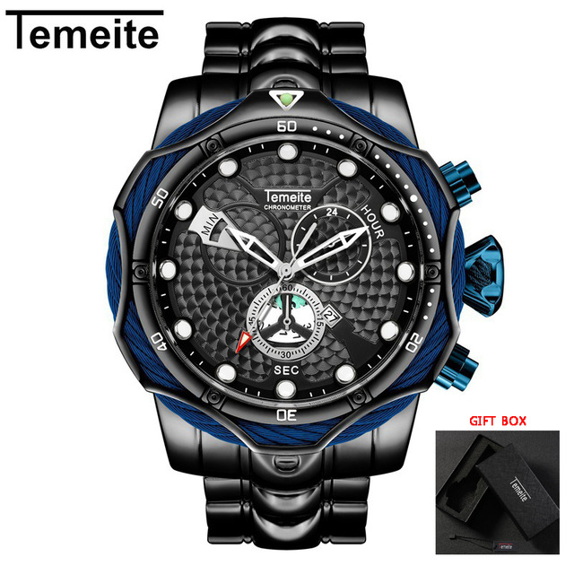 Temeite 2020 Mens watch Top Brand Luxury Golden Watch Men Steel Quartz Watch Male Waterproof Wristwatches Relogio Dourado Masculino, Black
Temeite 2020 Mens watch Top Brand Luxury Golden Watch Men Steel Quartz Watch Male Waterproof Wristwatches Relogio Dourado Masculino, Black