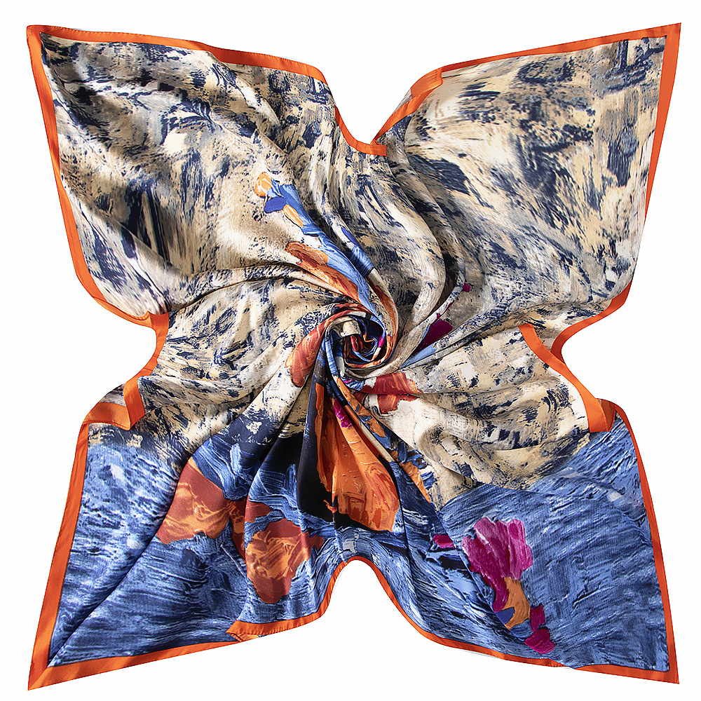 Women Silk Square Scarf Van Gogh Oil Painting Flowers Print Shawls And Wraps Foulard Femme Luxurious Hijab Head Scarves 130*130cm