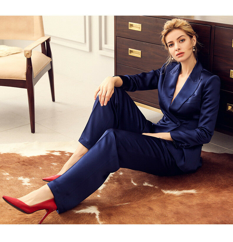 Navy Blue 2020 Mother Of The Bride Pant Suits Women Business Suits Formal Outfit For Weddings Tuxedos Blazer (Jacket+Pants)