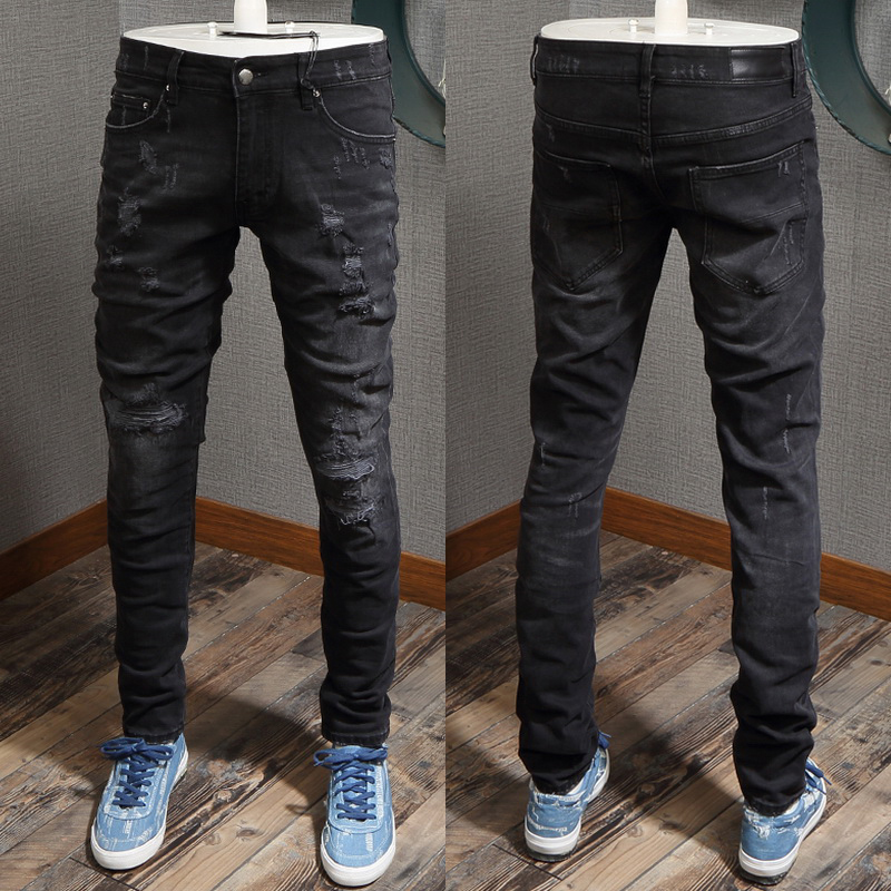 Fashion Design Distressed Rip Vintage Black Stretch Cotton Denim Jeans Skinny Fit Leg Trousers For Men, Amr-8085
Fashion Design Distressed Rip Vintage Black Stretch Cotton Denim Jeans Skinny Fit Leg Trousers For Men, Amr-8085