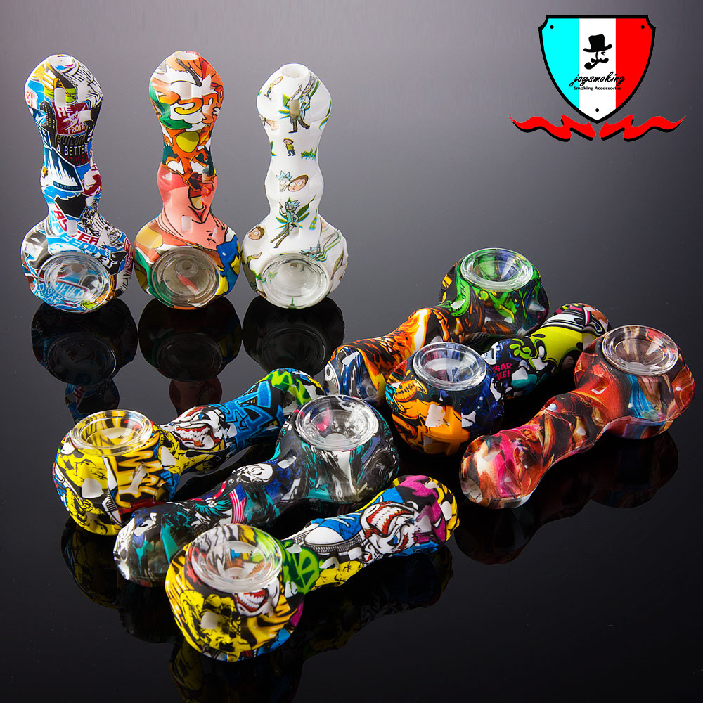 Silicone Hand pipe with glass bowl 4 inch silicone tobacco colorful pipe wax dab rigs silicon hookah pipe mixed colors
Silicone Hand pipe with glass bowl 4 inch silicone tobacco colorful pipe wax dab rigs silicon hookah pipe mixed colors