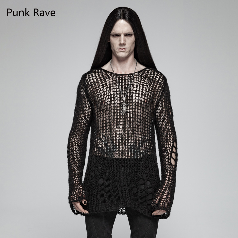 Punk Rave Men's Sweater Gothic Punk Casual Broken Hole Pullovers Personality Tops for Men, Black
Punk Rave Men's Sweater Gothic Punk Casual Broken Hole Pullovers Personality Tops for Men, Black