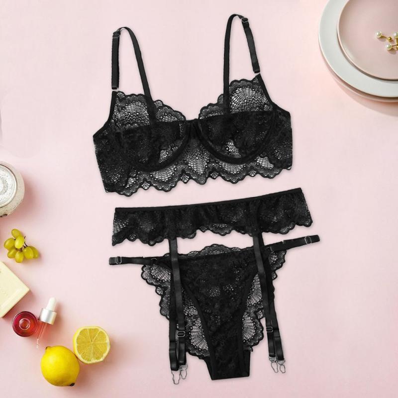 3Pcs Women Sexy Lingerie Lady Lace Garter G-string Bra Set Underwear Sleepwear Panties Thong Pajamas Embroidery Sexy Bra Set, Black
3Pcs Women Sexy Lingerie Lady Lace Garter G-string Bra Set Underwear Sleepwear Panties Thong Pajamas Embroidery Sexy Bra Set, Black