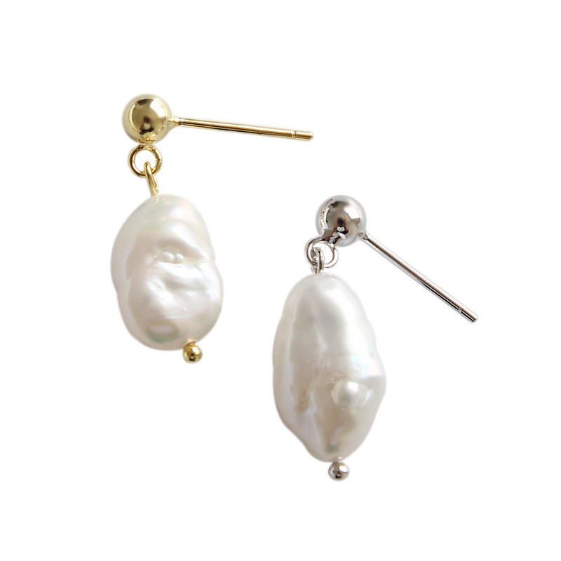 Sterling Silver 925 Jewelry Earrings Simple Baroque Freshwater Irregular Pearl Dangle Earring For Women Girls Gifts Drop Earring