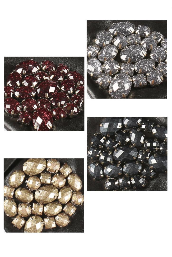 Fashion-2018 Rhinestone Inlay Fingerless Leather Gloves Casual Hot Sale Trendy High Quality Autumn Women All-mathch BE489