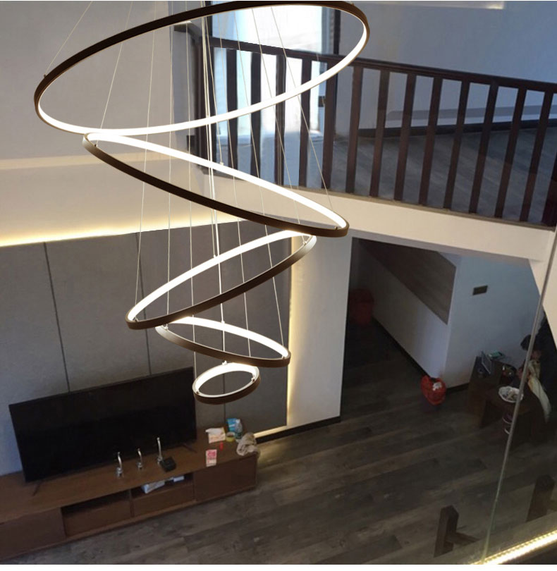 Modern Aluminum Classical Circle Ring Led Pendant Light For Living Room Bedroom White Black Silver Gold Frame Home Lighting