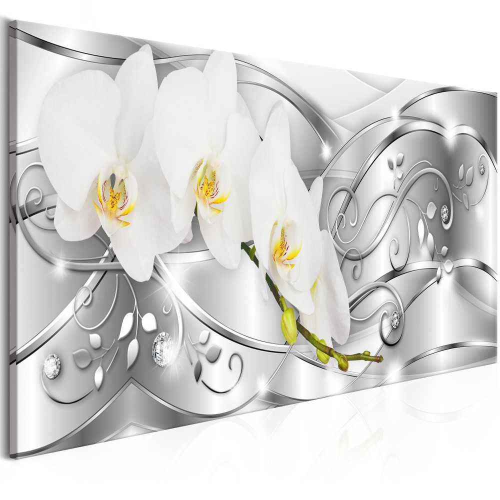 1 Panel Large HD Printed Canvas Print Painting Abstract Metal Diamond Orchid Flower Home Decoration Wall Pictures for Living Room Wall Art o