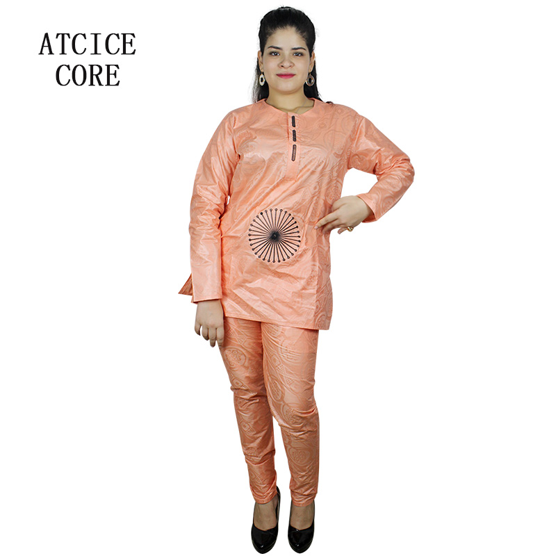 Ethnic Clothing African Dresses For Women Fashion Design Cotton Basin Riche Embroidery Top With Pants