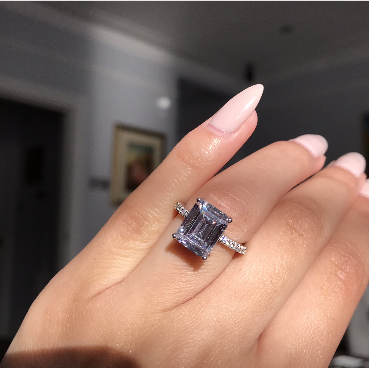 Sterg Sier Princess Cut Solitaire White Topaz Ring Gift
