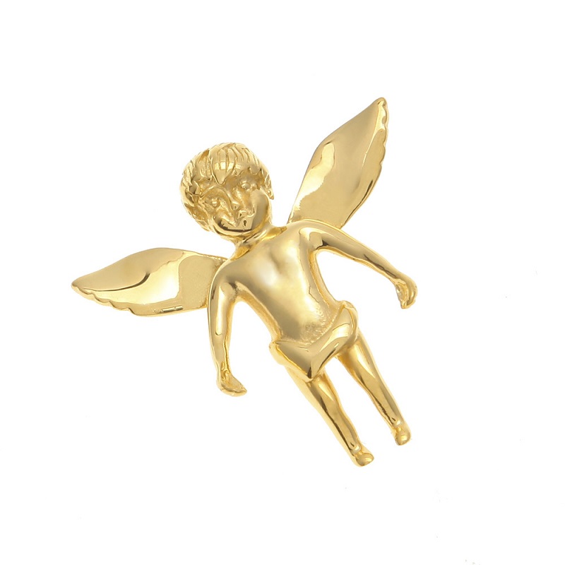 Fashion- Hip Hop Necklace Gold Stainless Steel Baby Angle Pendant Necklaces Cuban Link Chain Mens Jewelry