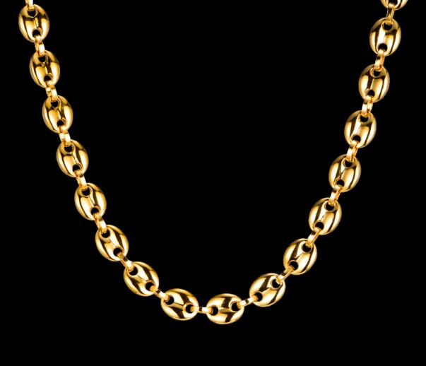 8-36'' HIP Hop Width 9MM Stainless Steel Gold Coffee Beans Link Chain Necklace Chain bracelet 316L Stainless For Men Women Fashion Jewelry