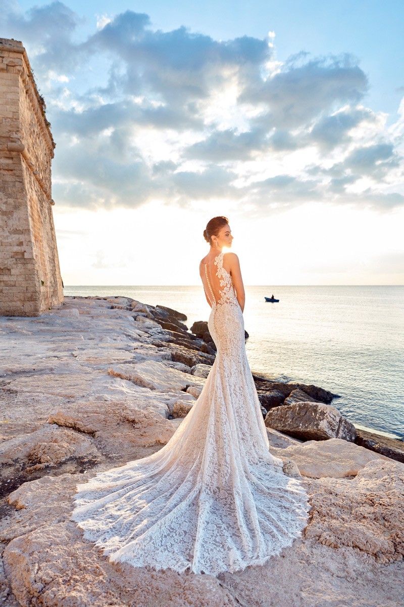 eddy k mermaid wedding dresses sweep train sheer jewel neck lace appliqued bridal gowns country bohemian vintage beach wedding dress