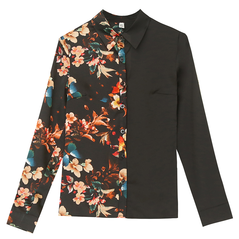 Europe Style Autumn 2020 Fashion Women's Long Sleeves Turn Down Collar Patchwork Floral Shirt Ladies Shirts Blouse Tops A3598, Black 
Europe Style Autumn 2020 Fashion Women's Long Sleeves Turn Down Collar Patchwork Floral Shirt Ladies Shirts Blouse Tops A3598, Black