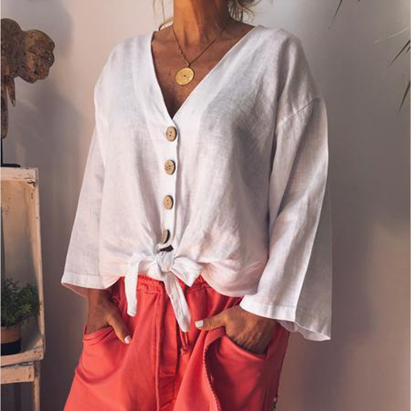 Summer fashion Retro Solid color long sleeve button white shirt casual cotton linen blouse shirt womens tops and blouses 2019, Blue
Summer fashion Retro Solid color long sleeve button white shirt casual cotton linen blouse shirt womens tops and blouses 2019, Blue