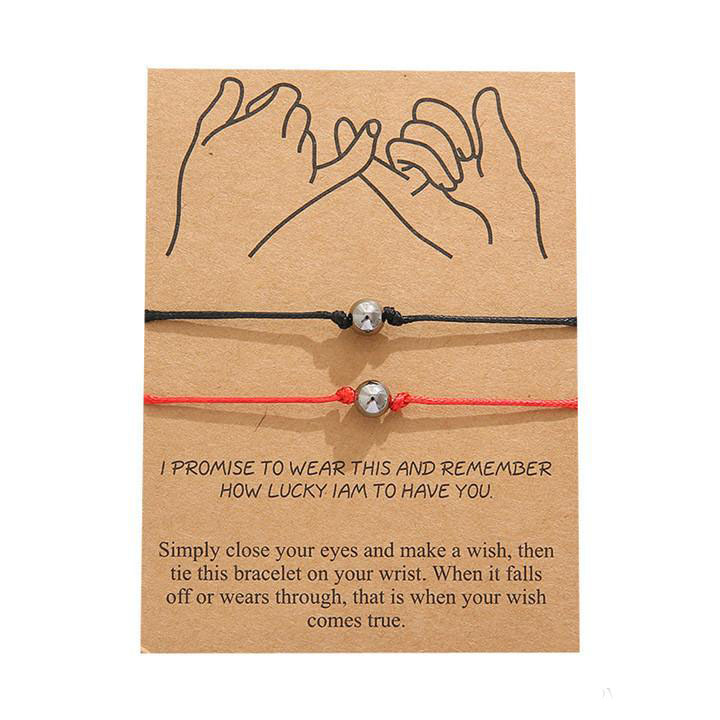 2pcs/lot Bead Couple Bracelets Set Men Women Braided Jewelry Adjustable Rope Red String Friendship Bracelet