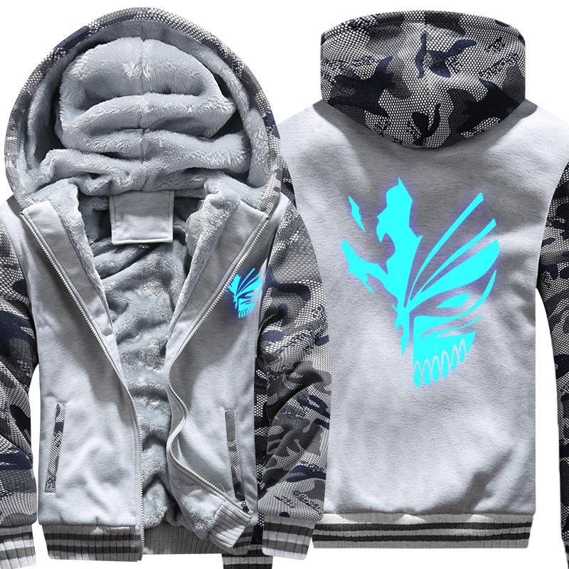 Fashion-SIZE Hoodie Men Anime BLEACH Kurosaki ichigo Hoodies Coat Winter Fleece Thicken Luminous Sweatshirts Jacket7