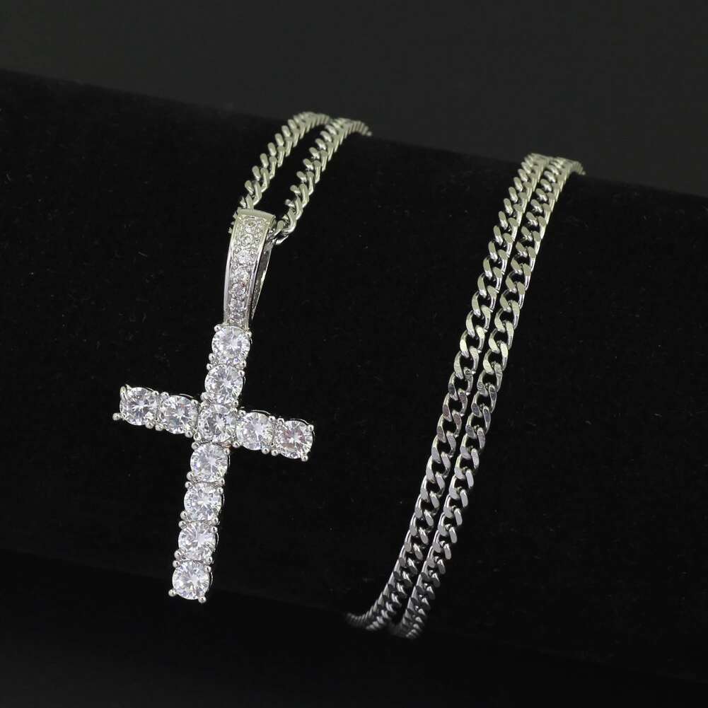hip hop cross dias pendant necklaces for men women gift necklace jewelry gold plated copper zircons Cuban Link chain