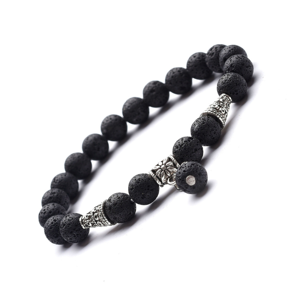 Best selling 2018 Ladies Men 8mm Lava Logan Diffuser Bracelet Charm Cone Alloy Natural Stone Yoga Bead Bracelet Jewelry Gift