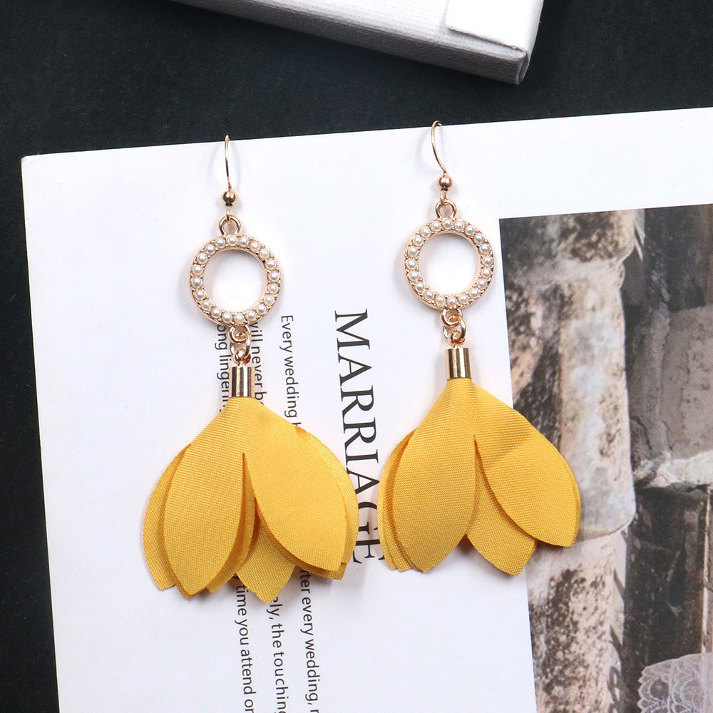 korean earrings for women statement Cute wild flower drop earrings fashion holiday new year earrings fabric jewelry wholesale