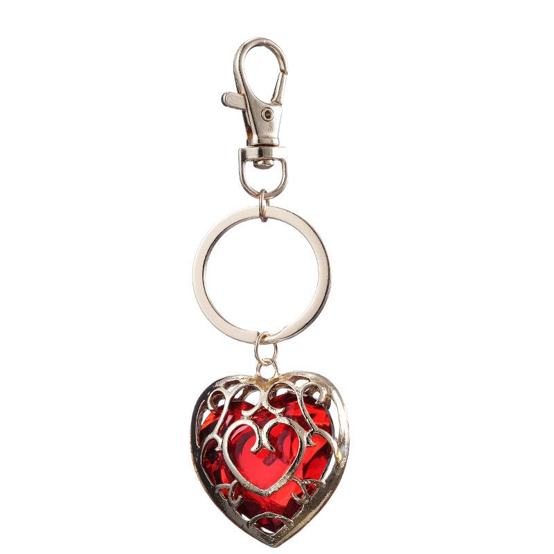 Legend Of Zelda Keychain Fashion Love Heart Shape Pendant Key Rings Bag Charms Car Keys Holder With Rhinestone Chain Necklace Gifts Jewelry Accessorie