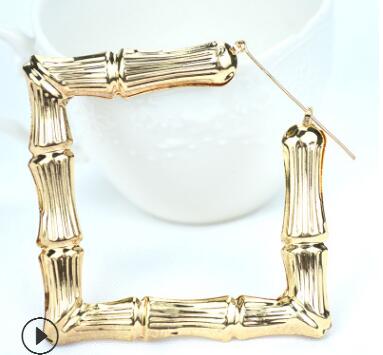 Oversized bamboo earrings Europe and the United States exaggerated golden big circle hiphop hip-hop nightclub earrings WY500