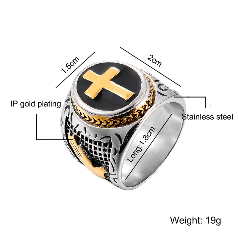 Stainless Steel Cross Pattern Casting Rings Praying Hands Together Hip Hop Men's Finger Ring Christian Jewelry