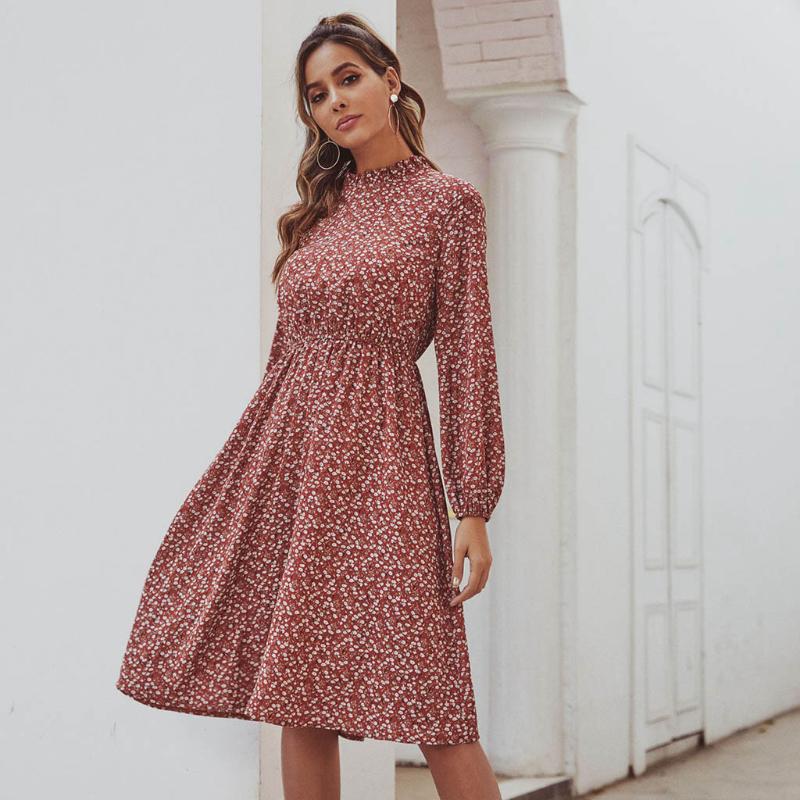 Boho Dress Women' Floral Print Chiffon Long Sleeve Round Neck Dress Princess High Waisted Round Neck Long Sleeved, Beige
Boho Dress Women' Floral Print Chiffon Long Sleeve Round Neck Dress Princess High Waisted Round Neck Long Sleeved, Beige