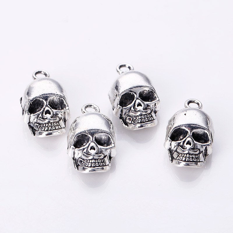 100pcsbag Ancient Silver Bronze 2012mm Skeleton Skull Charms Pendants Designer Jewelry Making Necklace Bracelet Accessories