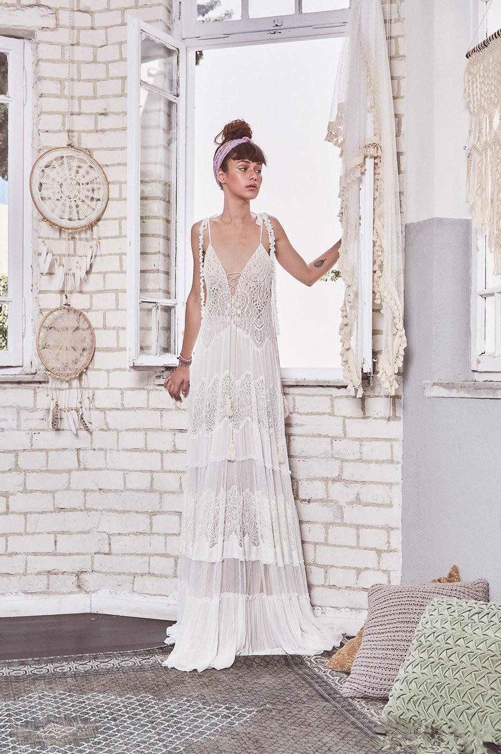 Inbal Raviv Summer Boho 2019 Beach Wedding Dresses Bohemian Lace Spaghetti Strap V Neck Wedding Dress Bridal Gowns Vestidos De Novia