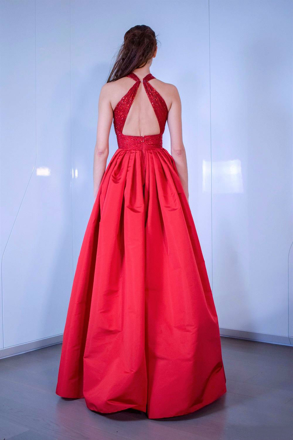 2019 Red Prom Dresses Sleeveless Sequined Backless Women Jumpsuits Evening Gowns with Overskirt Cocktail Party Dresses Custom Made