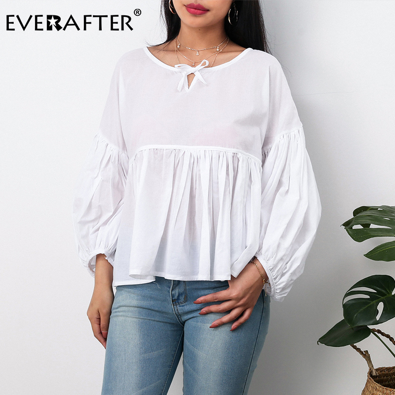 EVERAFTER Ruffled bow women blouse shirt hollow out Elegant lantern sleeve loose female spring summer casual ladies blouse tops, White
EVERAFTER Ruffled bow women blouse shirt hollow out Elegant lantern sleeve loose female spring summer casual ladies blouse tops, White
