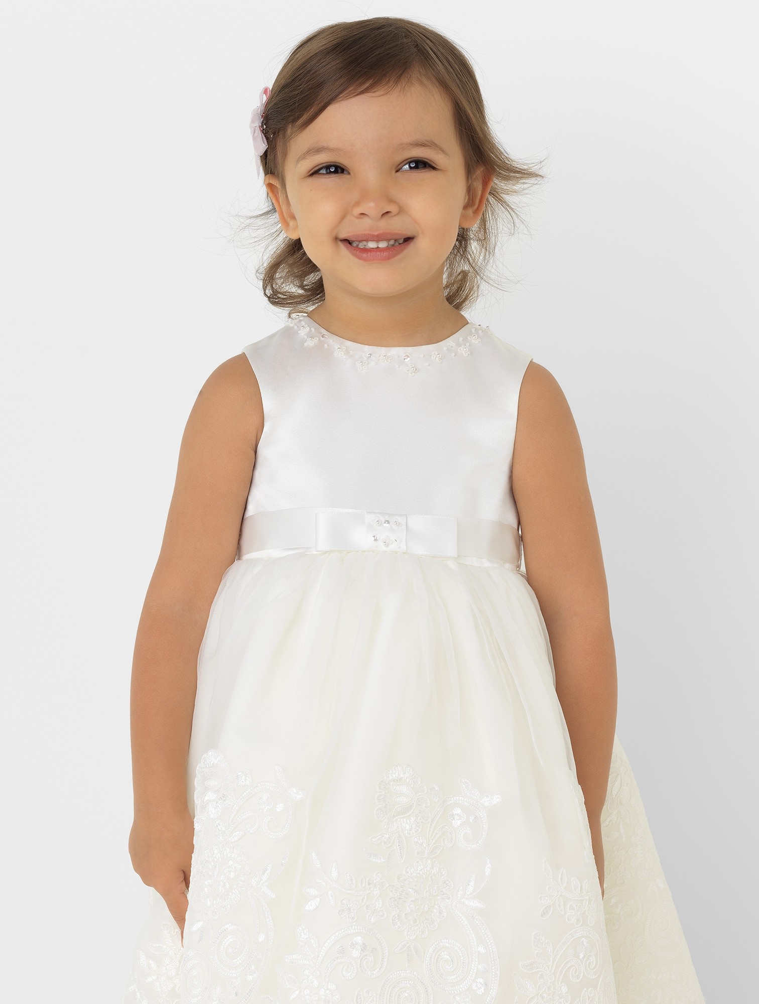 Cute Pink Ball Gown Flower Girls' Dresses 2019 Jewel Neck Sleeveless Ruffles Tiered Girls Pageant Gown First Communion Dress