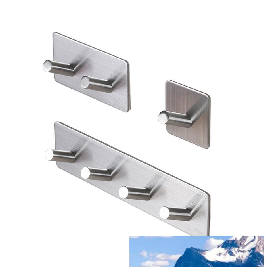 2pcs 3M Self Adhesive Wall Door Back Hooks Stainless Steel Hook Wall Key Coat Bag Holder Bathroom Kitchen Rustproof Towel Hooks