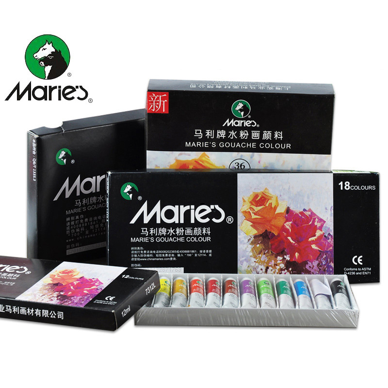 Marie's 12/18/24/36Colors Gouache Painting Paint Set High Quality Transparent 12ML Gouache Pigment For Artist School Student
Marie's 12/18/24/36Colors Gouache Painting Paint Set High Quality Transparent 12ML Gouache Pigment For Artist School Student