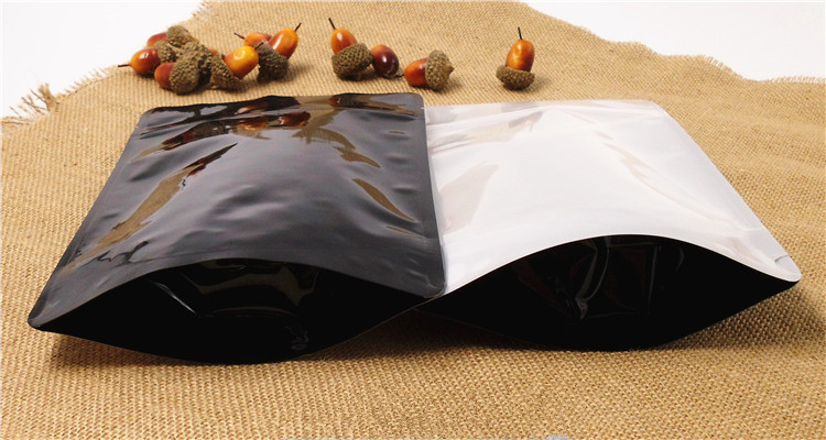 100pcs Clear Front Glossy Black Aluminum Foil Zip Lock Bag Resealable Bakery Cookies Nuts Tea Snack Ground Coffee Seeds Cereals Kitchen Packaging Pouc