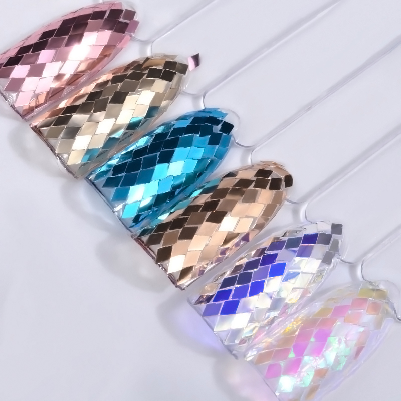 6 Pots Rhombus Nail Art Sequins Laser Holo Nails Glitters Powder Set 3d Tips Manicure Accessories Gel Polish Decorations DIY New C19011401